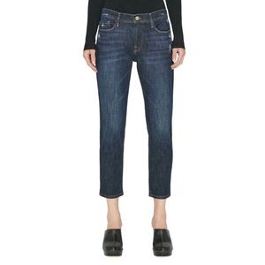 FRAME Denim Le Garcon Crop Tailored Boyfriend Jeans in Ferdinand (Dark) Wash
